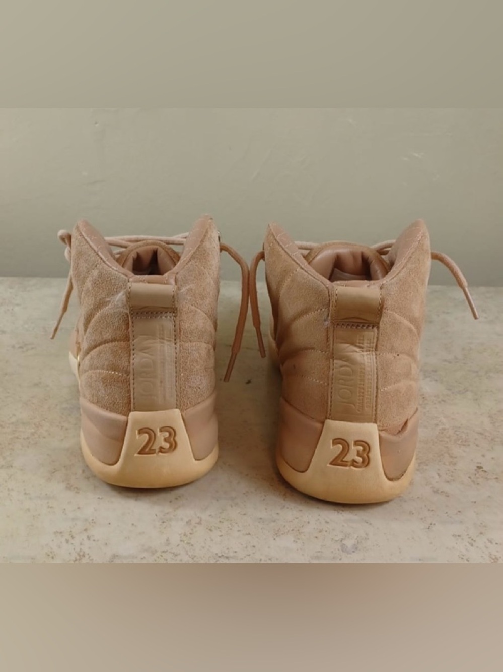 Jordan Women's High-Top Sneakers in Beige with Gold Accents - Picture 4 of 6